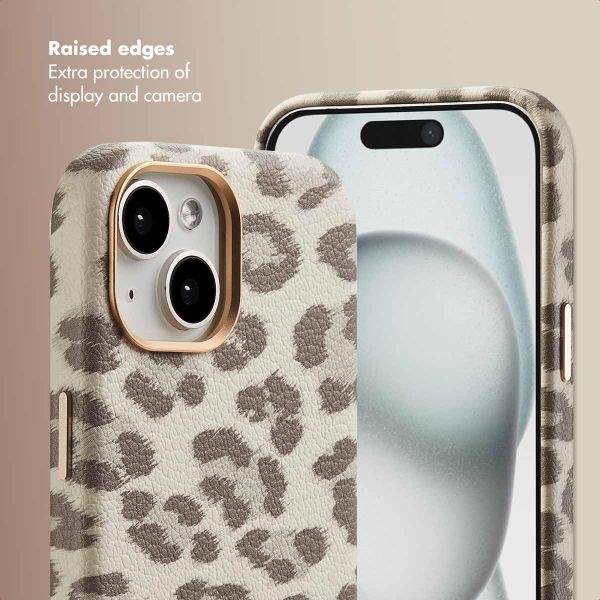 Selencia Sabi Back Cover Panther Print with MagSafe Apple iPhone 15 - Soft Ivory