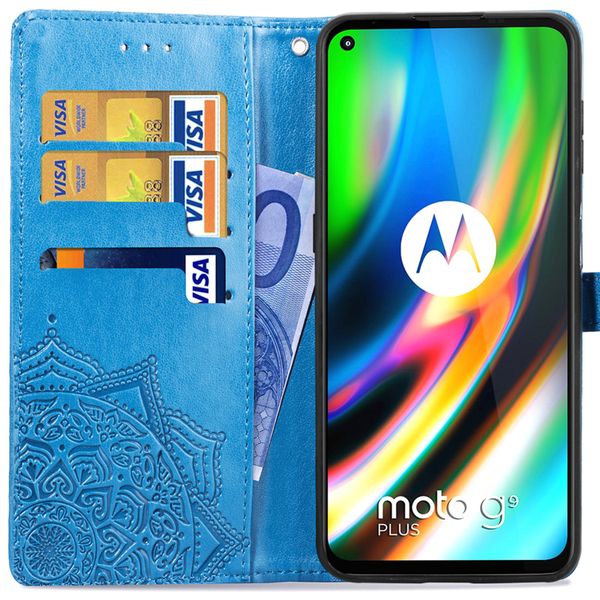 Mandala Bookcase Motorola Moto G9 Plus - Turquoise