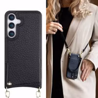Selencia Nova Telefoonhoes met Koord en Pashouder Samsung Galaxy S25 - Zwart
