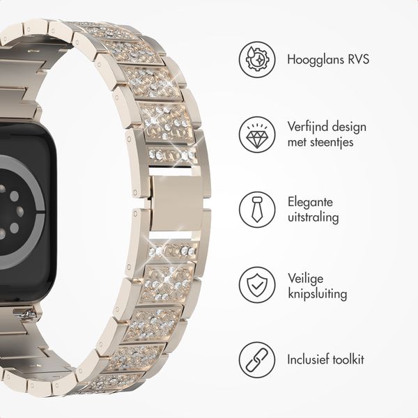 Selencia Sparkle schakelband Apple Watch Series 1 t/m 9 / SE (38/40/41 mm) | Series 10 / 11 (42 mm) - Champagne Gold
