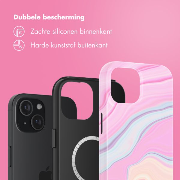 Selencia Vivid Backcover met MagSafe Apple iPhone 15 - Pastel Lipstick Marble