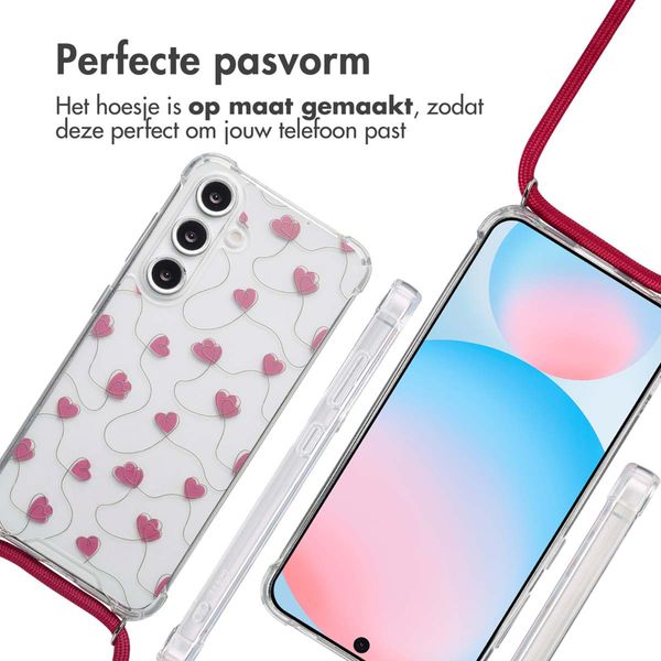 imoshion Design hoesje met koord Samsung Galaxy S24 FE - Dusty Rose Connected Hearts