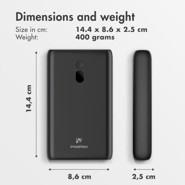 imoshion Powerbank 20,000 mAh - Quick Charge and Power Delivery - 100W - Black