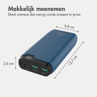 imoshion Powerbank 20.000 mAh - 22,5W Snellader - USB-C / USB-A - Blauw