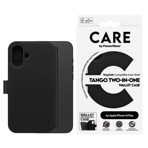 CARE by PanzerGlass Tango 2-in-1 Wallet Case MagSafe iPhone 16 Plus - Zwart