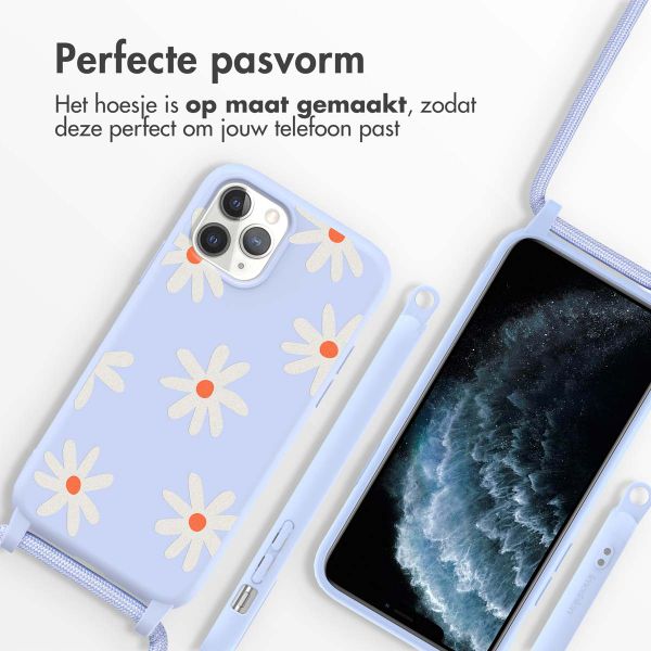 imoshion Siliconen design hoesje met koord iPhone 11 Pro - Lila Flower Distance