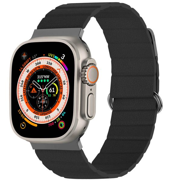 imoshion Magnetisch lederen bandje Apple Watch Series 1 t/m 10 / SE / Ultra (2) (44/45/46/49 mm) - Zwart