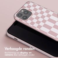 Selencia Siliconen design hoesje met afneembaar koord Apple iPhone 15 Pro Max - Irregular Check Sand Pink