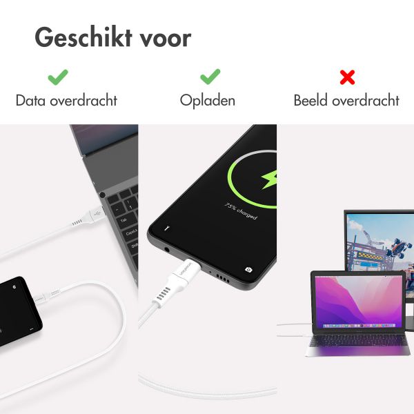 imoshion Braided USB-C naar USB-A kabel - 0,5 meter - Wit