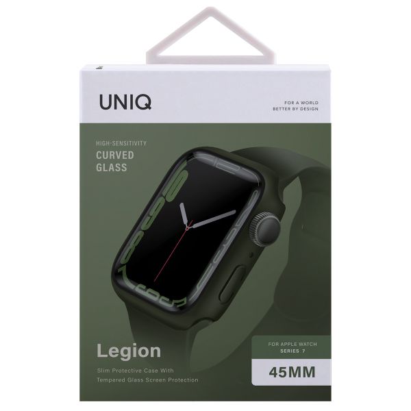 Uniq Legion Apple Watch Case met Gehard glazen screenprotector Apple Watch 7-9 - 45 mm - Hunter Green