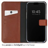 Selencia Echt Leren Bookcase Apple iPhone 15 Pro Max - Lichtbruin