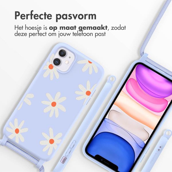 imoshion Siliconen design hoesje met koord iPhone 11 - Lila Flower Distance