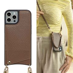 Selencia Nova Telefoonhoes met Koord en Pashouder Apple iPhone 15 Pro - Mocha Brown