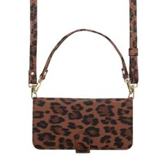 Selencia Sabi Bookcase with Leopard Print Apple iPhone 16 - Mocha Brown
