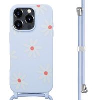 imoshion Siliconen design hoesje met koord iPhone 16 Pro - Lila Flower Distance