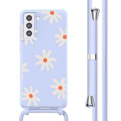 imoshion Siliconen design hoesje met koord Samsung Galaxy S21 - Lila Flower Distance