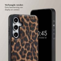 Selencia Nova Telefoonhoes met Koord en Pashouder Samsung Galaxy S24 FE - Leopard