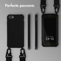 Selencia Siliconen hoesje met afneembaar koord Apple iPhone SE (2022 / 2020) / 8 / 7 - Zwart