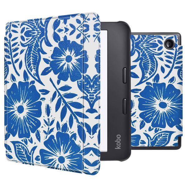 imoshion Design Slim Hard Case Sleepcover met stand Kobo Libra 2 / Tolino Vision 6 - Flower Tile