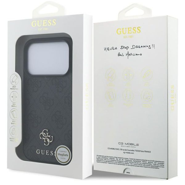 Guess 4G Metal Logo Backcover MagSafe Apple iPhone 17 Pro - Zwart