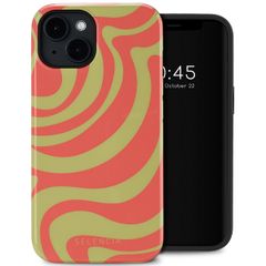 Selencia Vivid Backcover met MagSafe Apple iPhone 14 - Wavy Swirl Orange Fern