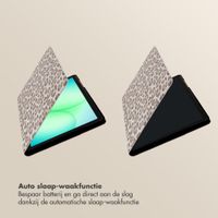 Selencia Sabi Bookcase met panterprint Samsung Galaxy Tab A11 Plus - Soft Ivory