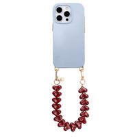 Selencia Rivièra MagSafe Backcover met afneembare haakjes voor de Apple iPhone 16 Pro Max - Powder Blue + Lova Polskoord - Burgundy
