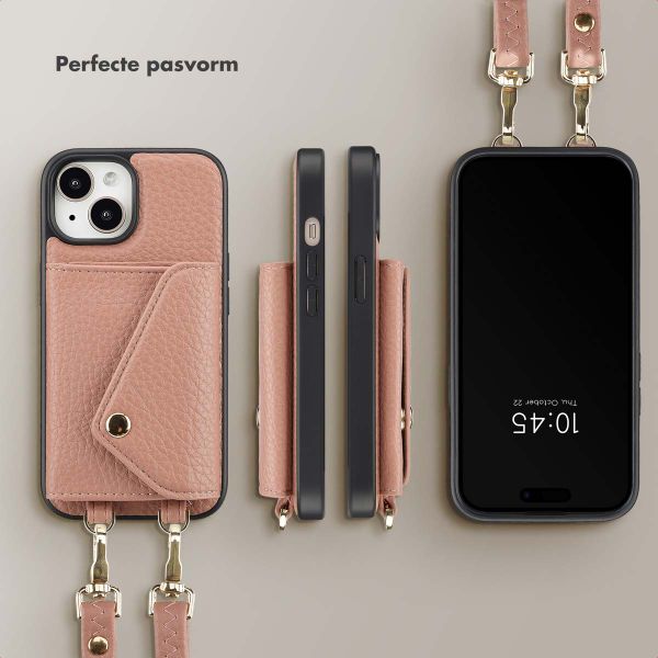 Selencia Sera Koordhoes met pashouder envelop iPhone 15 - Old Pink