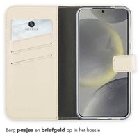 Selencia Echt Leren Bookcase Samsung Galaxy S25 - Greige