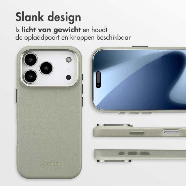 Accezz MagSafe Leather Backcover Apple iPhone 17 Pro - Light Grey