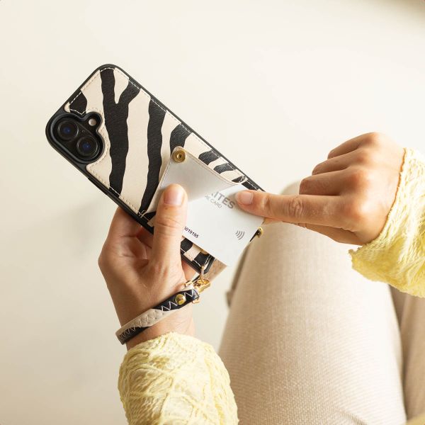 Selencia Nova Phone Case with Cord and Card Holder Apple iPhone 16 Pro - Zazzy Zebra