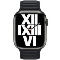 Apple Leather Link bandje Apple Watch Series 1 t/m 11 / SE / Ultra (44/45/46/49 mm) - Maat M/L - Midnight