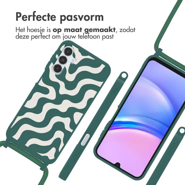 imoshion Siliconen design hoesje met koord Samsung Galaxy A15 (5G/4G) - Petrol Green Groovy