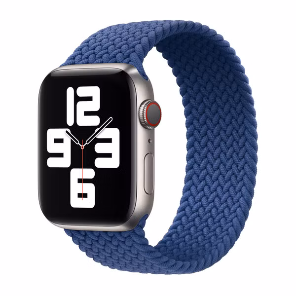 Apple Gevlochten solobandje Apple Watch Series 1 - 11 / SE / Ultra (44/45/46/49 mm) - Maat 4 - Atlantic Blue