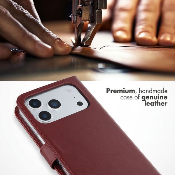 Selencia Genuine Leather Book Case Apple iPhone 17 Pro - Burgundy
