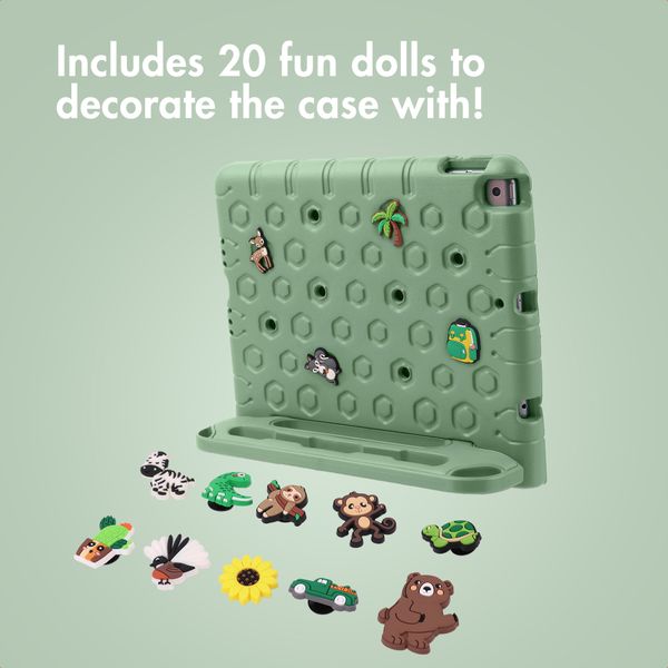 imoshion Kidsproof Tablet Case with Detachable Dolls Apple iPad 9 (2021) 10.2 inch / iPad 8 (2020) 10.2 inch / iPad 7 (2019) 10.2 inch - Olive Green