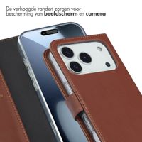 Selencia Echt Leren Bookcase Apple iPhone 17 Pro - Lichtbruin