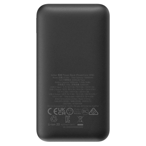 Anker PowerCore 533 | Powerbank 10.000 mAh - 30 Watt Power Delivery - Zwart