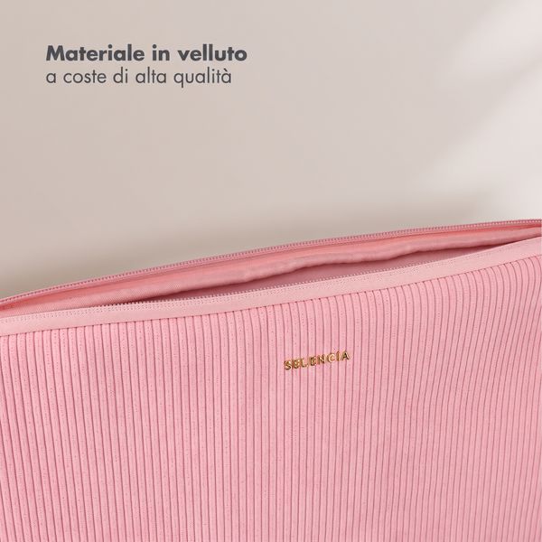 Selencia Corduroy Laptop hoes 13-14 inch - Laptopsleeve - Soft Blush