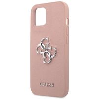 Guess 4G Metal Logo Saffiano Backcover Apple iPhone 13 Mini - Roze