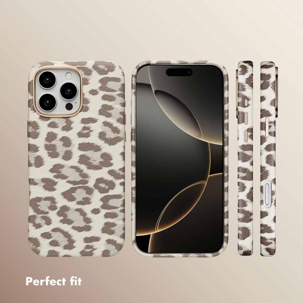 Selencia Sabi Back Cover Panther Print with MagSafe Apple iPhone 16 Pro Max - Soft Ivory