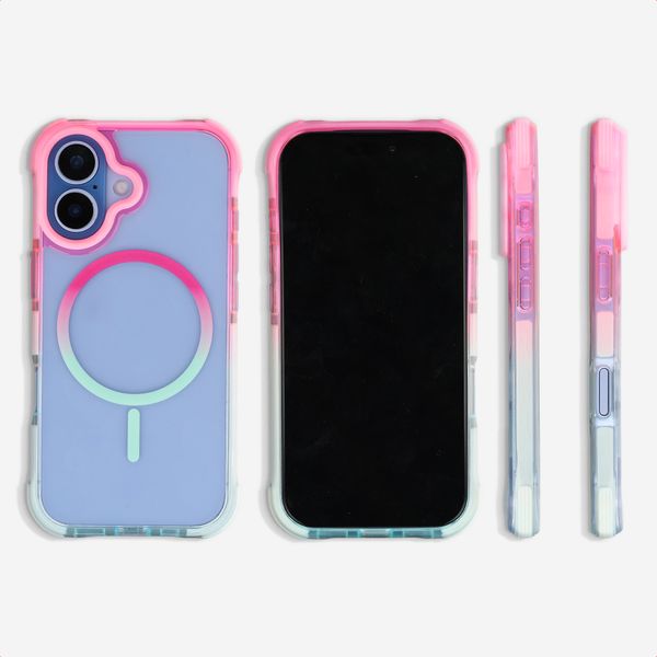 Selencia Gradient Backcover met MagSafe Apple iPhone 17 - Roze / Blauw