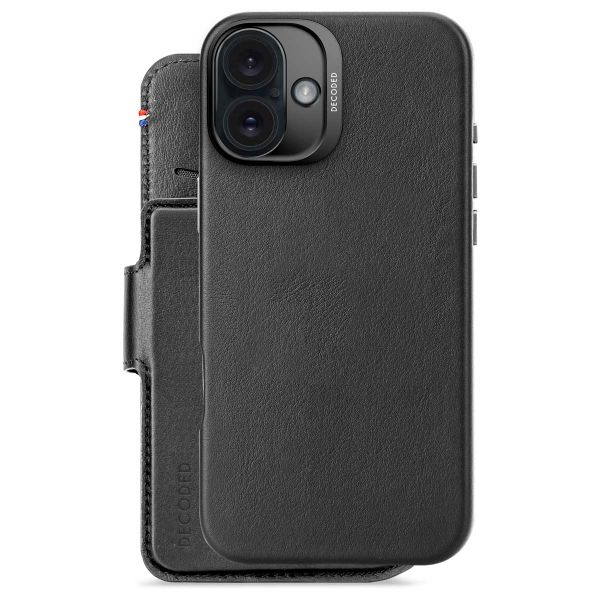 Decoded 2 in 1 Leather Detachable Wallet MagSafe Apple iPhone 16 Plus - Zwart