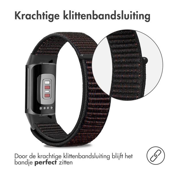 imoshion Nylon bandje Fitbit Charge 5 - Maat S - Zwart