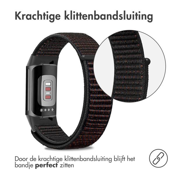 imoshion Nylon bandje Fitbit Charge 5 / Charge 6 - Maat S - Zwart