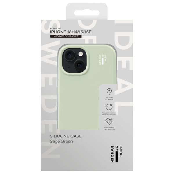 iDeal of Sweden Silicone Case met MagSafe Apple iPhone 17e / 16e / 15 / 14 / 13 - Sage Green