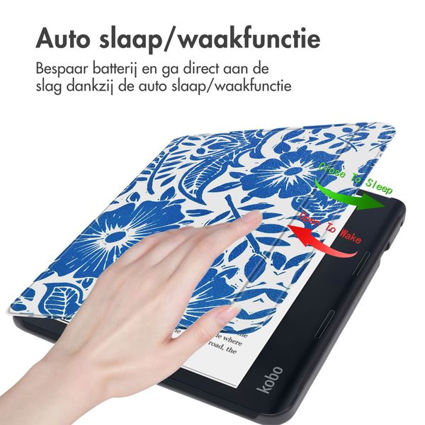 imoshion Design Slim Hard Case Sleepcover met stand Kobo Sage / Tolino Epos 3 - Flower Tile