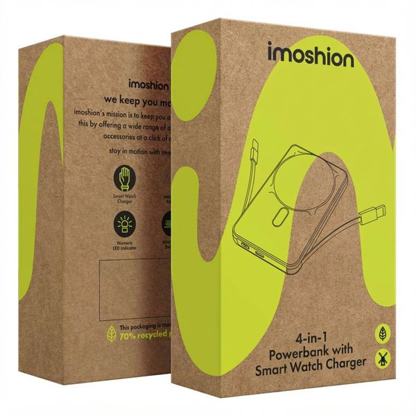 imoshion 4-in-1 MagSafe Powerbank with Stand 10,000 mAh - Power Delivery - iPhone / AirPods / Apple Watch - Black
