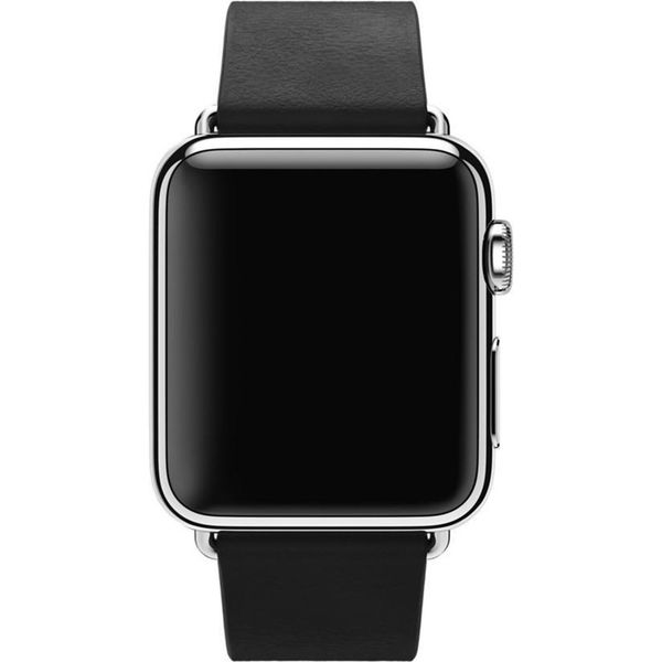 Apple Leather Band Modern Buckle Apple Watch Series 1 t/m 9 / SE (38/40/41 mm) | Series 10 / 11 (42 mm) - Maat L - Zwart