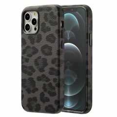 Selencia Sabi Backcover Panterprint met MagSafe Apple iPhone 12 (Pro) - Midnight Black